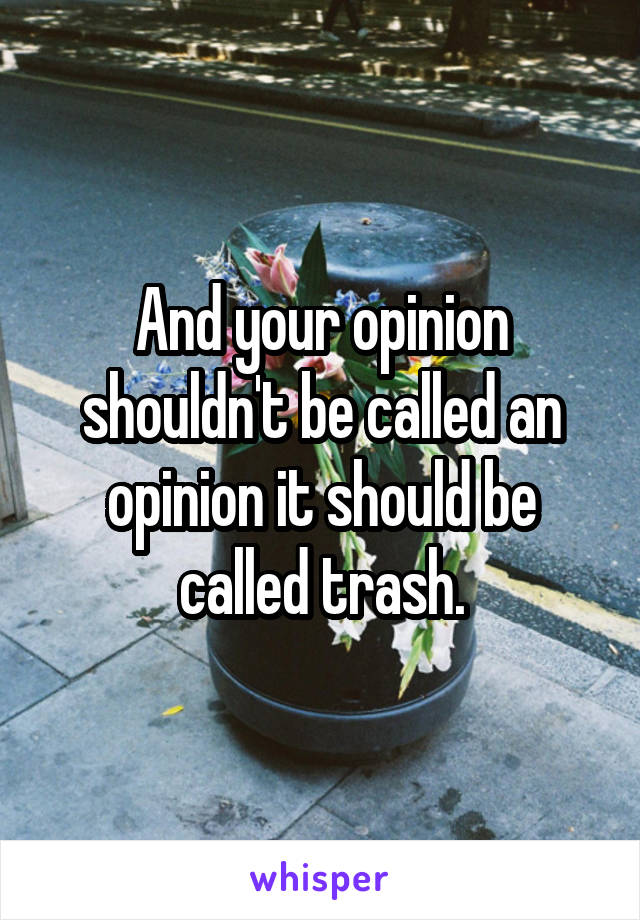 And your opinion shouldn't be called an opinion it should be called trash.