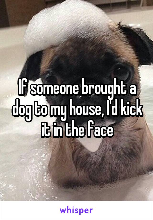 If someone brought a dog to my house, I'd kick it in the face