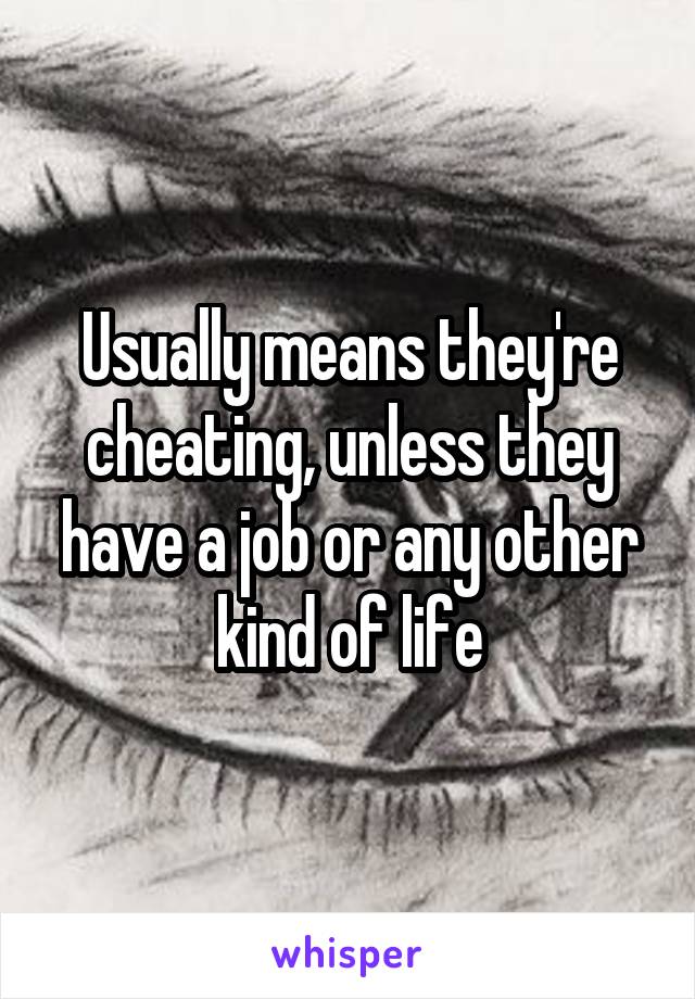 Usually means they're cheating, unless they have a job or any other kind of life