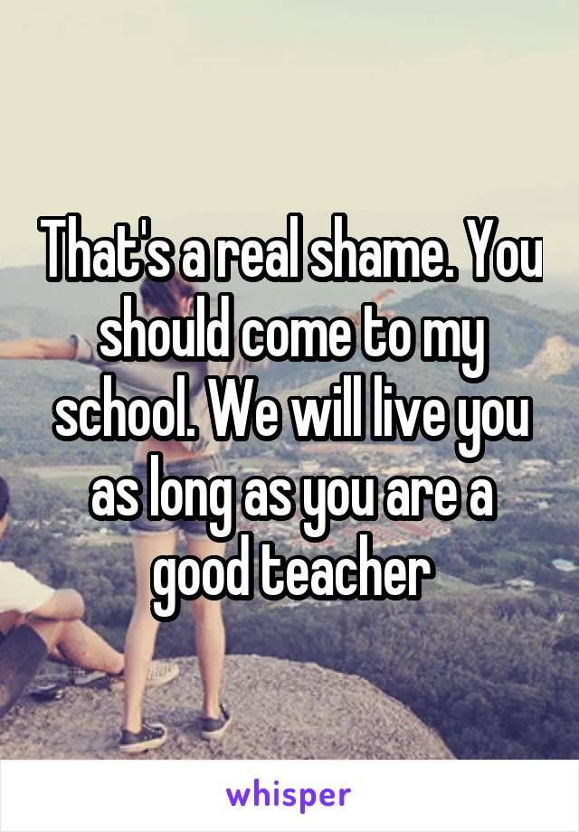 That's a real shame. You should come to my school. We will live you as long as you are a good teacher