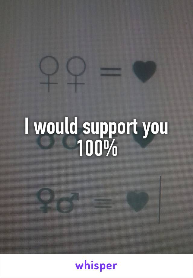 I would support you 100%