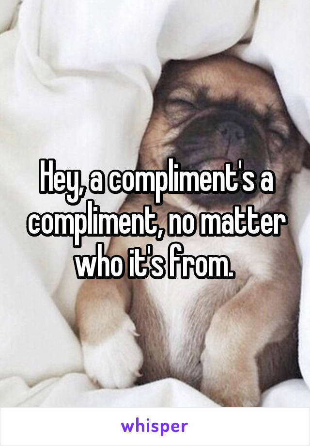 Hey, a compliment's a compliment, no matter who it's from. 