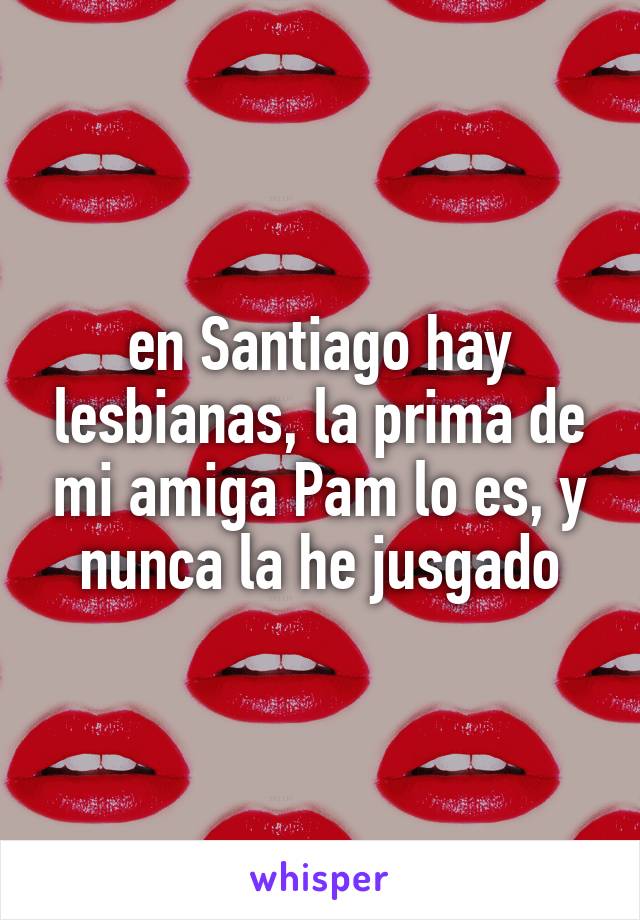 en Santiago hay lesbianas, la prima de mi amiga Pam lo es, y nunca la he jusgado