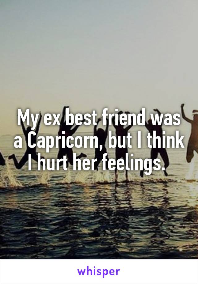 My ex best friend was a Capricorn, but I think I hurt her feelings. 