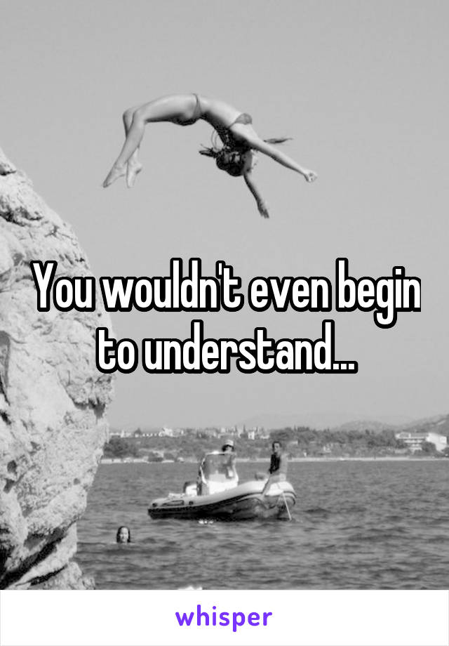 You wouldn't even begin to understand...