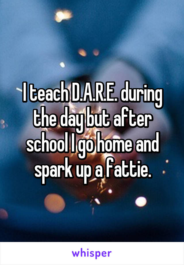 I teach D.A.R.E. during the day but after school I go home and spark up a fattie.