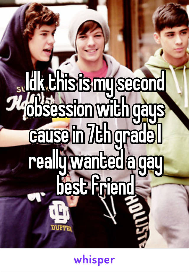 Idk this is my second obsession with gays cause in 7th grade I really wanted a gay best friend