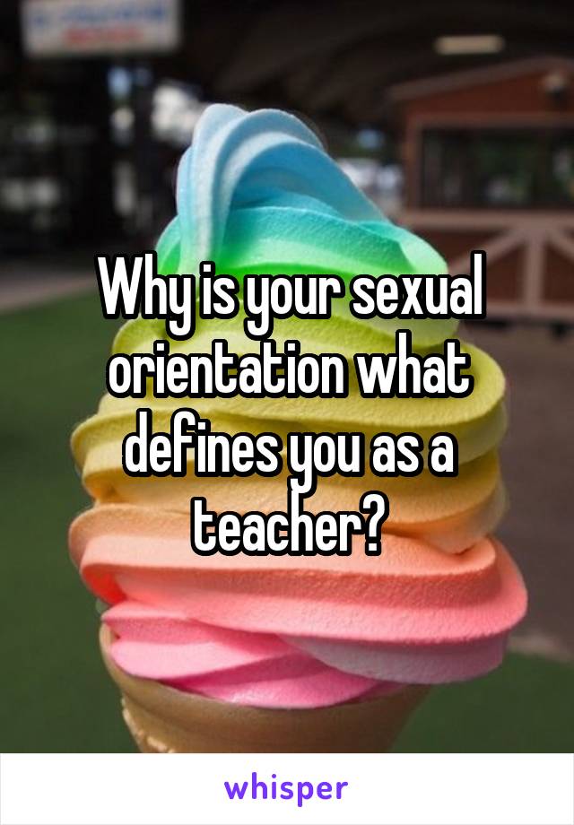 Why is your sexual orientation what defines you as a teacher?