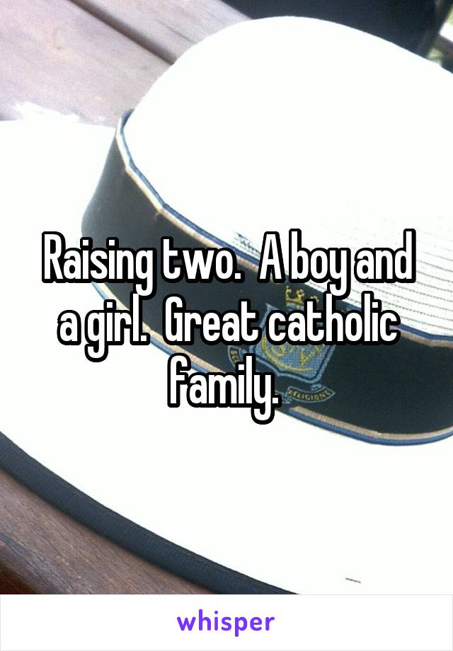 Raising two.  A boy and a girl.  Great catholic family. 