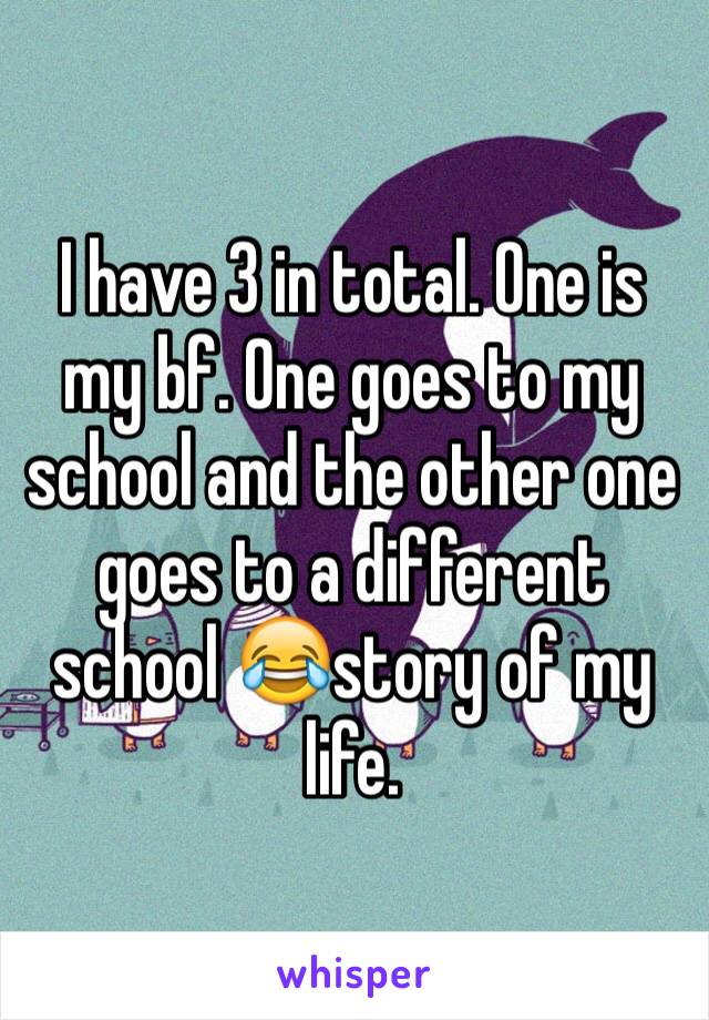 I have 3 in total. One is my bf. One goes to my school and the other one goes to a different school 😂story of my life. 