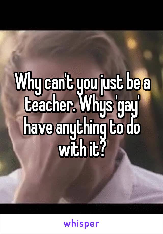 Why can't you just be a teacher. Whys 'gay' have anything to do with it?