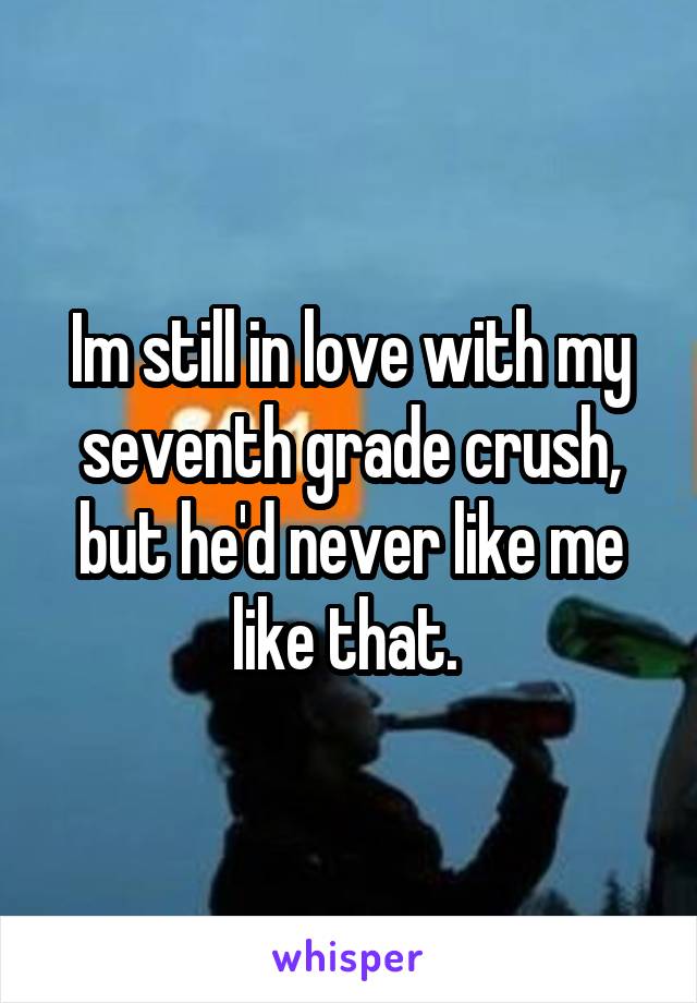 Im still in love with my seventh grade crush, but he'd never like me like that. 