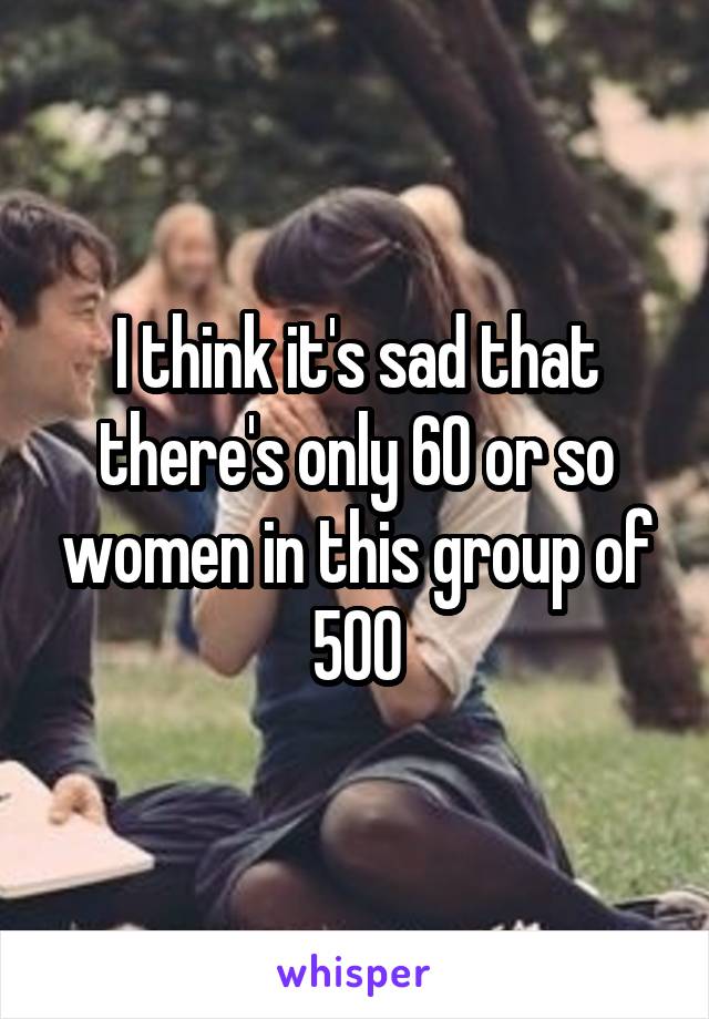 I think it's sad that there's only 60 or so women in this group of 500