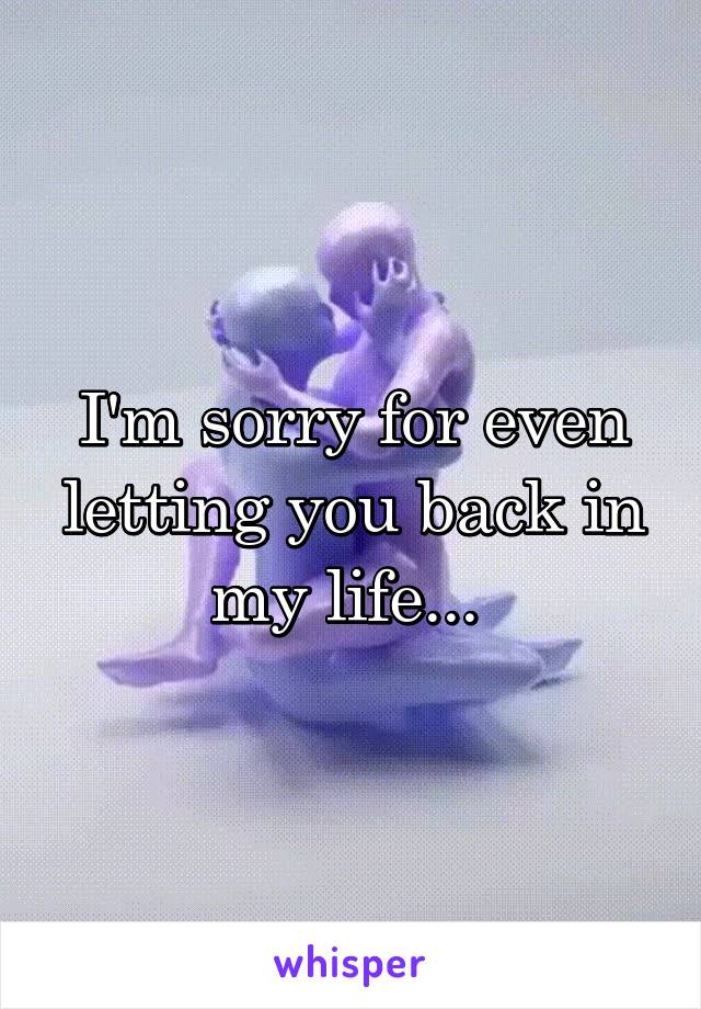 I'm sorry for even letting you back in my life... 