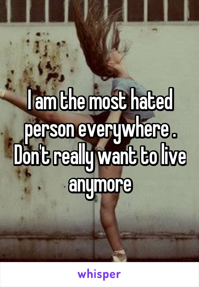 I am the most hated person everywhere . Don't really want to live anymore