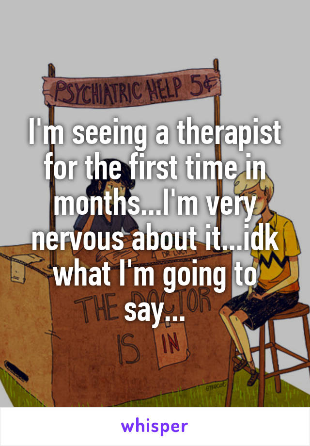 I'm seeing a therapist for the first time in months...I'm very nervous about it...idk what I'm going to say...
