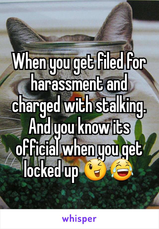 When you get filed for harassment and charged with stalking. And you know its official when you get locked up 😉😂