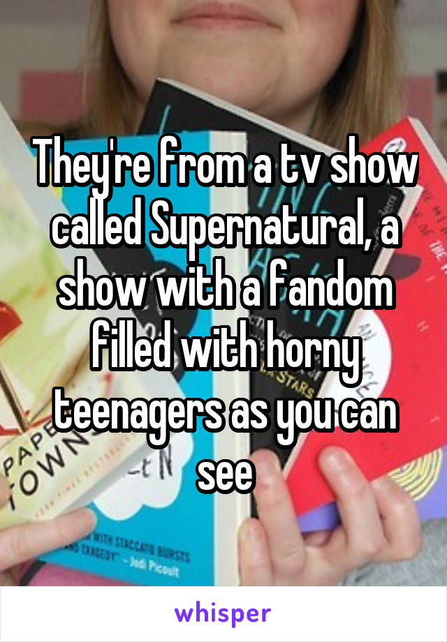 They're from a tv show called Supernatural, a show with a fandom filled with horny teenagers as you can see