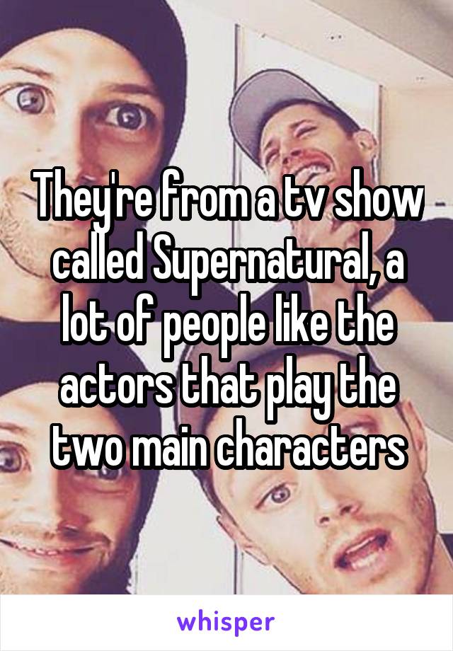 They're from a tv show called Supernatural, a lot of people like the actors that play the two main characters