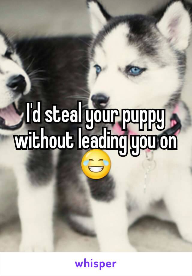 I'd steal your puppy without leading you on 😂