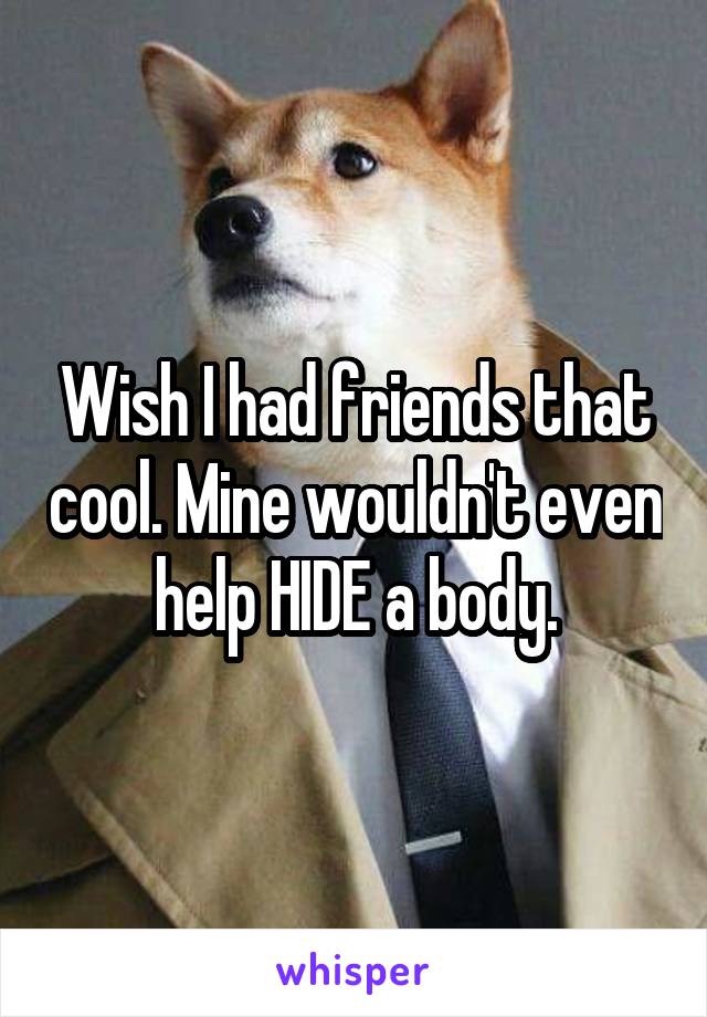 Wish I had friends that cool. Mine wouldn't even help HIDE a body.