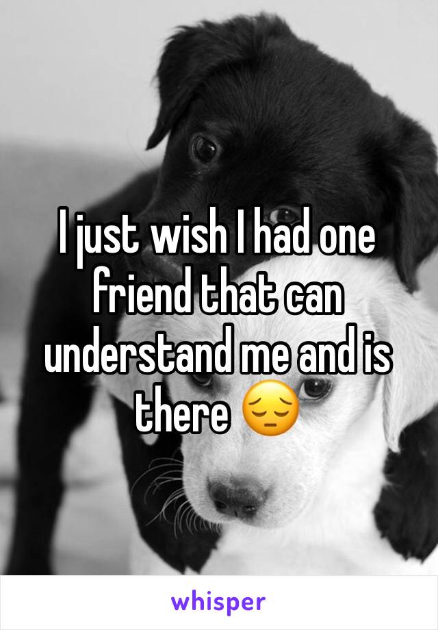 I just wish I had one friend that can understand me and is there 😔