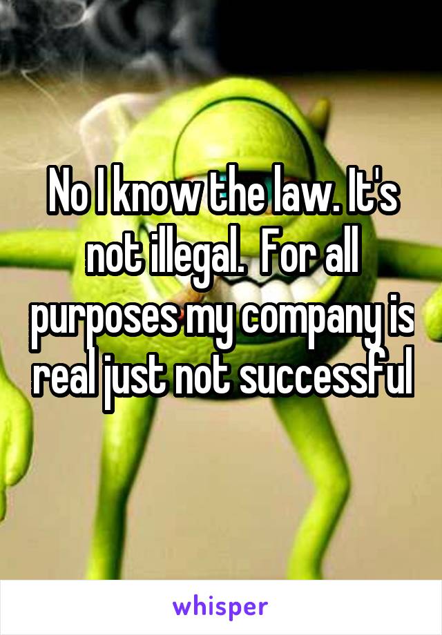No I know the law. It's not illegal.  For all purposes my company is real just not successful 