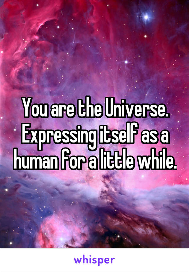 You are the Universe. Expressing itself as a human for a little while.