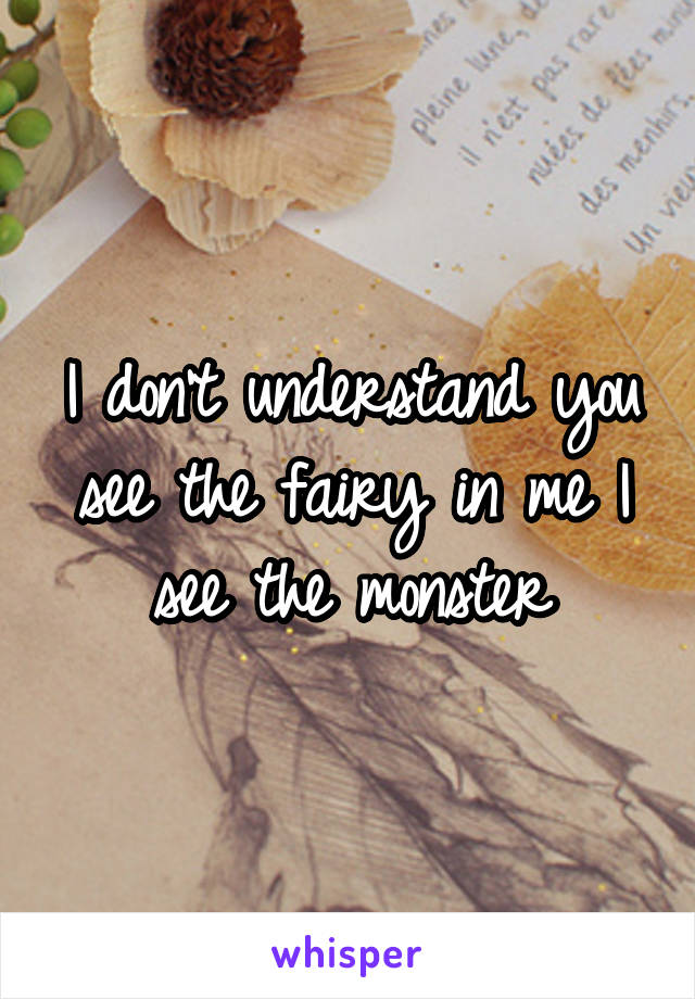 I don't understand you see the fairy in me I see the monster