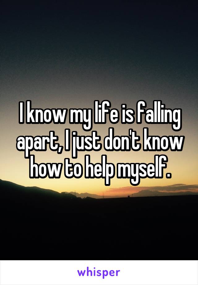 I know my life is falling apart, I just don't know how to help myself.