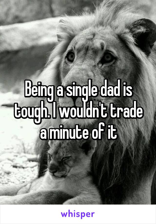 Being a single dad is tough. I wouldn't trade a minute of it