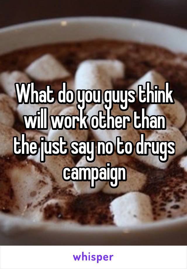 What do you guys think will work other than the just say no to drugs campaign
