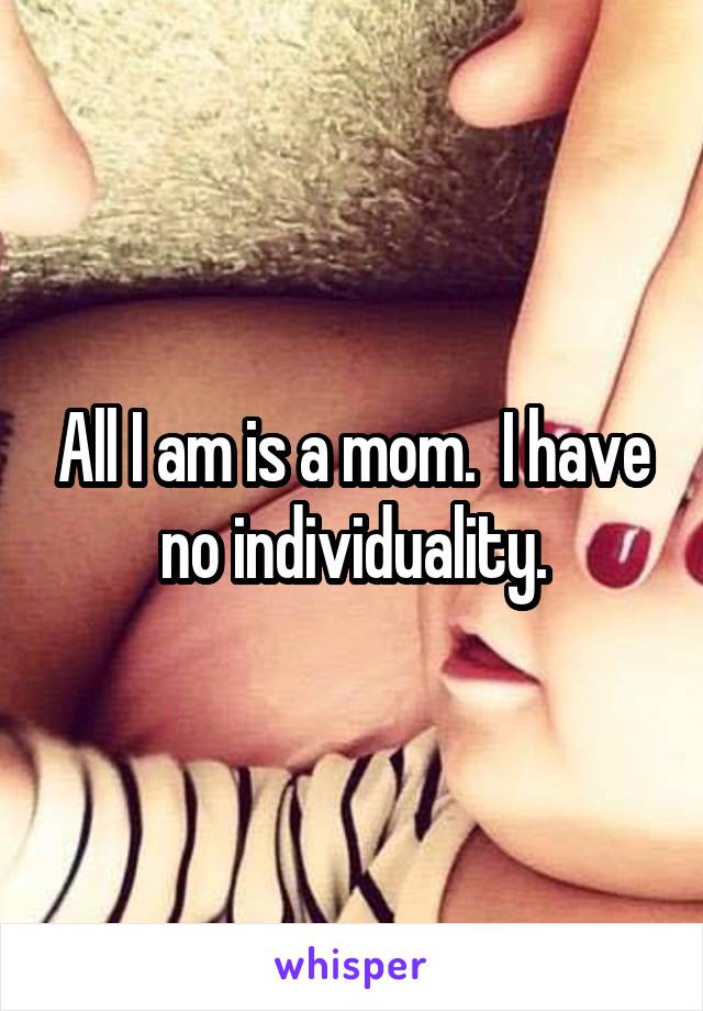 All I am is a mom.  I have no individuality.