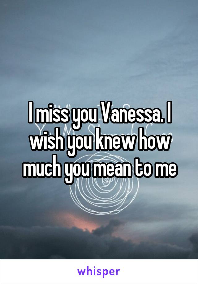 I miss you Vanessa. I wish you knew how much you mean to me