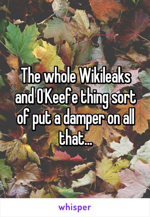 The whole Wikileaks and O'Keefe thing sort of put a damper on all that...