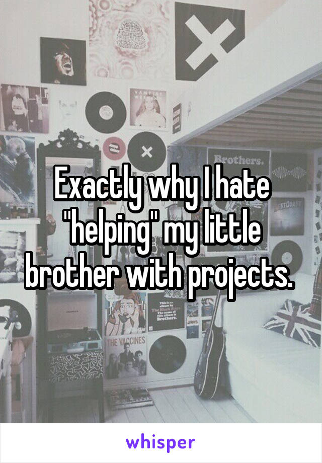 Exactly why I hate "helping" my little brother with projects. 