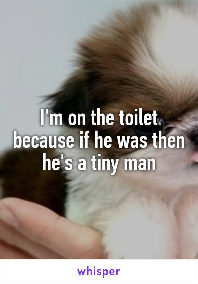 I'm on the toilet because if he was then he's a tiny man