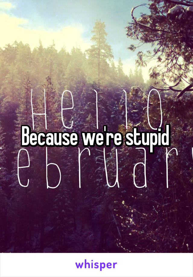 Because we're stupid 