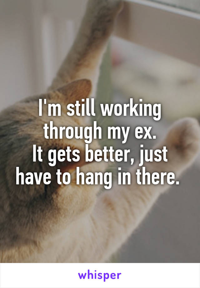 I'm still working through my ex.
It gets better, just have to hang in there. 