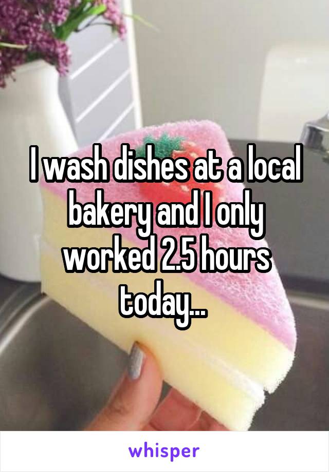I wash dishes at a local bakery and I only worked 2.5 hours today... 