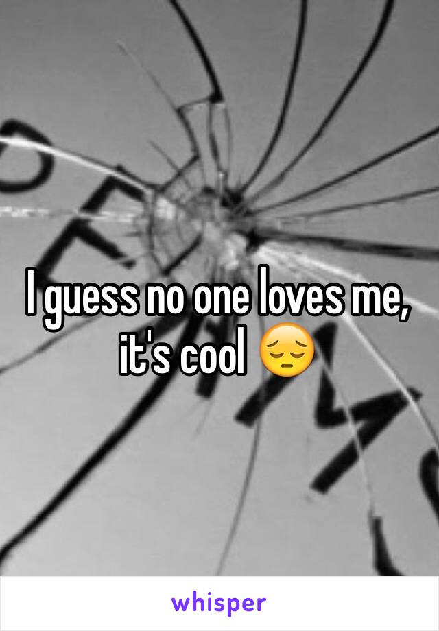 I guess no one loves me, it's cool 😔