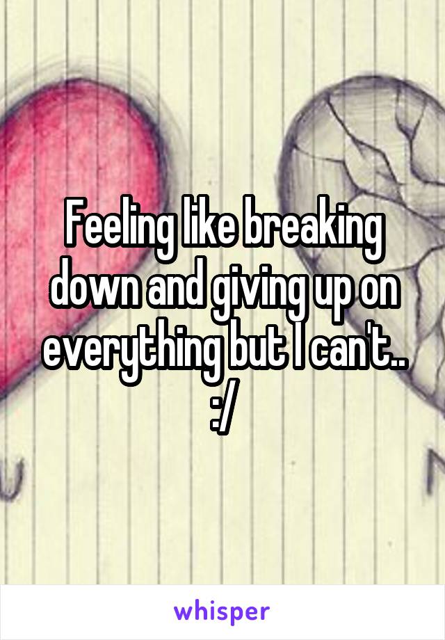 Feeling like breaking down and giving up on everything but I can't.. :/