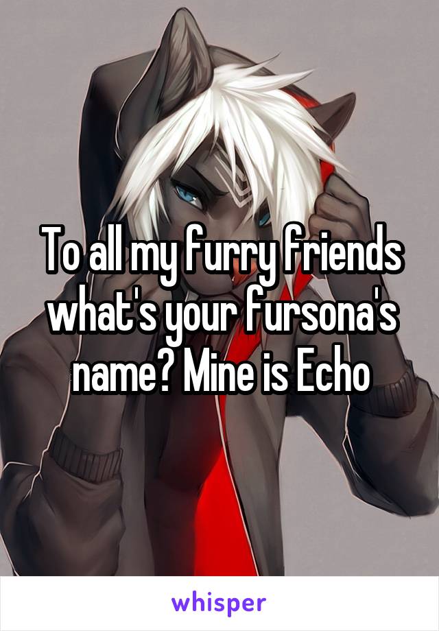 To all my furry friends what's your fursona's name? Mine is Echo