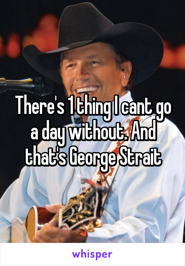 There's 1 thing I cant go a day without. And that's George Strait