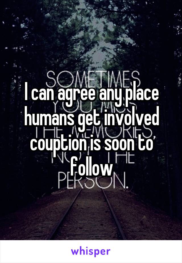 I can agree any place humans get involved couption is soon to follow