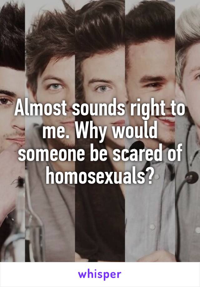 Almost sounds right to me. Why would someone be scared of homosexuals?