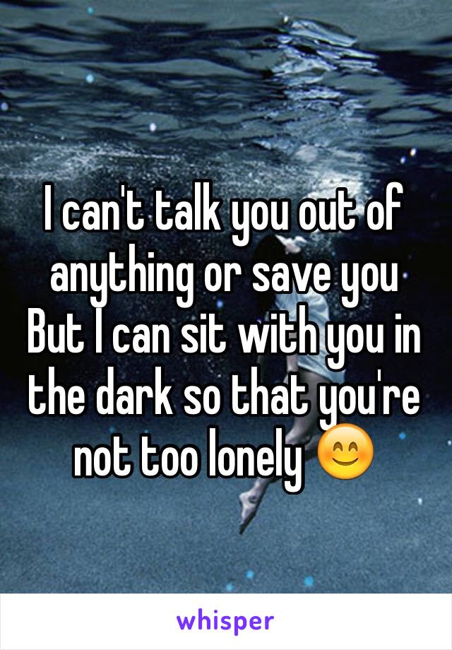 I can't talk you out of anything or save you
But I can sit with you in the dark so that you're not too lonely 😊