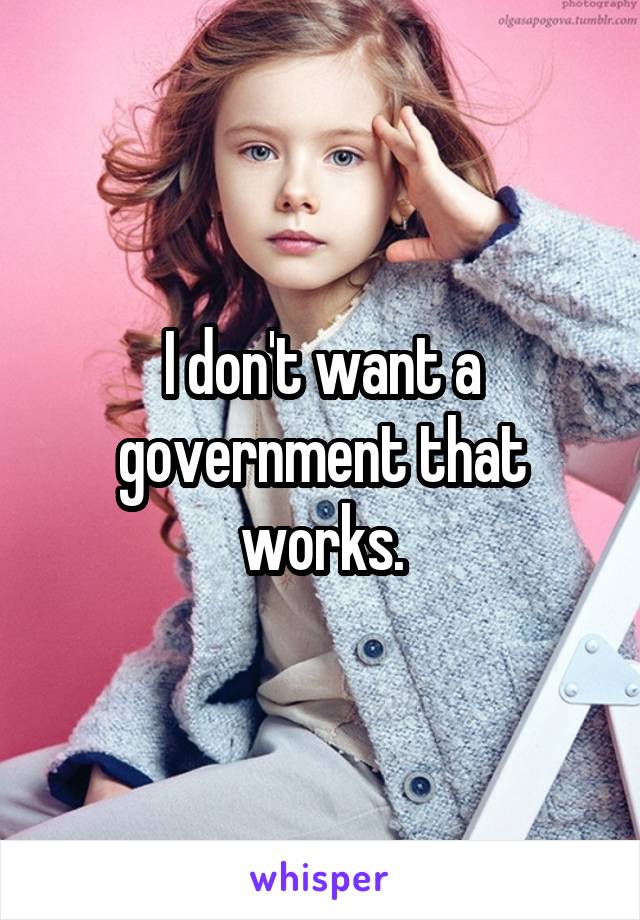 I don't want a government that works.
