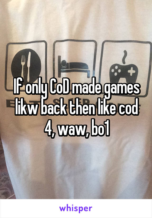 If only CoD made games likw back then like cod 4, waw, bo1
