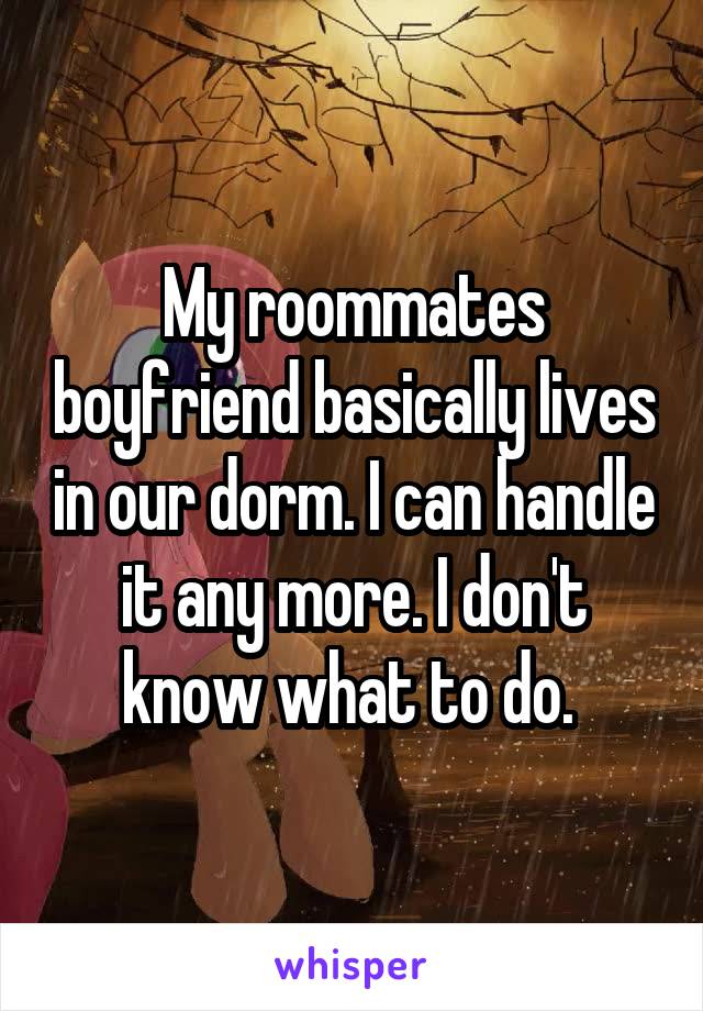 My roommates boyfriend basically lives in our dorm. I can handle it any more. I don't know what to do. 